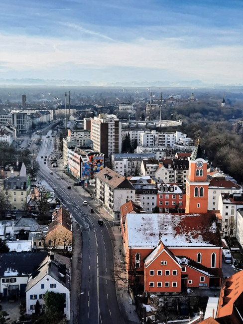 Lutherkirche und Giesing im Winter